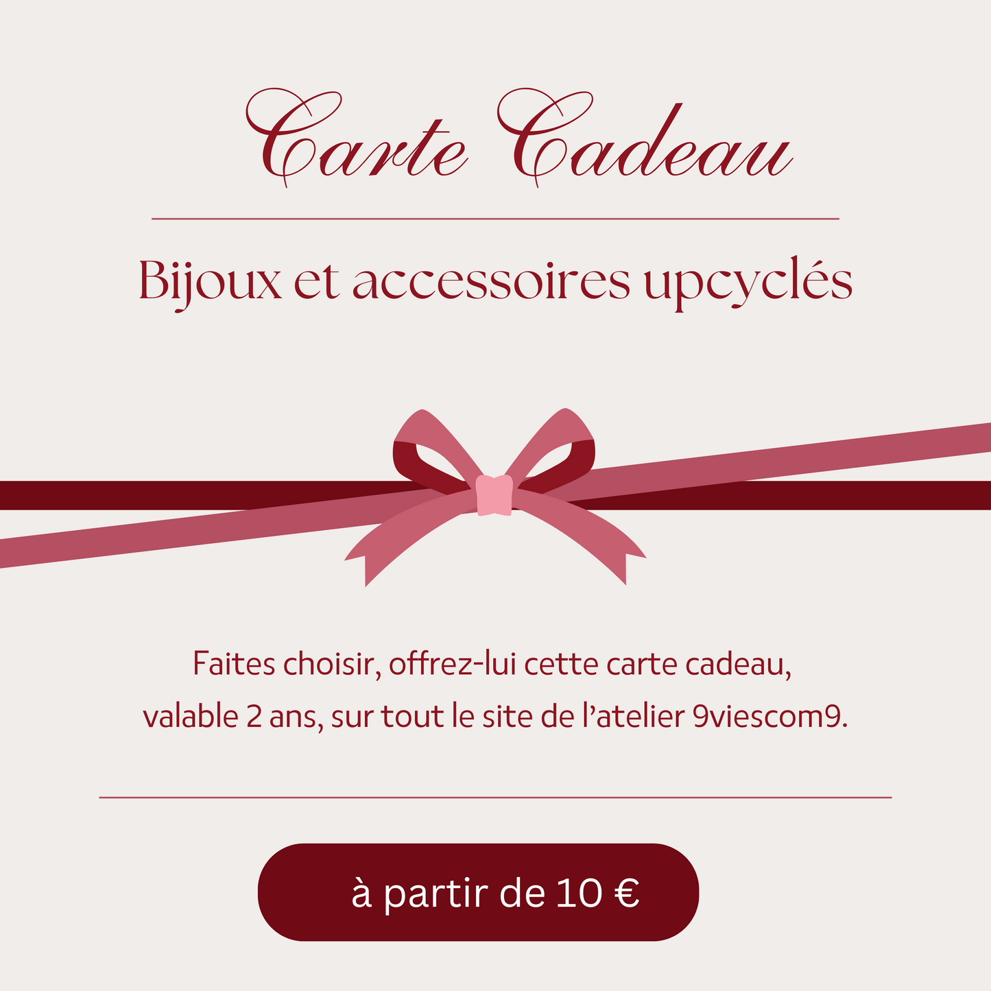 Carte cadeau - Atelier 9viescom9 - bijoux et accessoires upcyclés