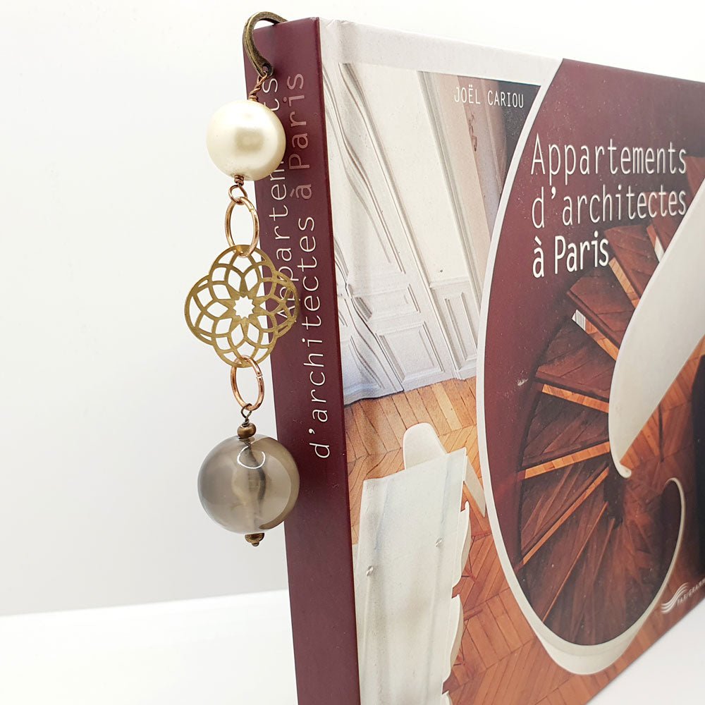 Bijoux de livre - collection Charlotte BRONZE - Atelier 9viescom9 - Marque page upcyclé et écoresponsable