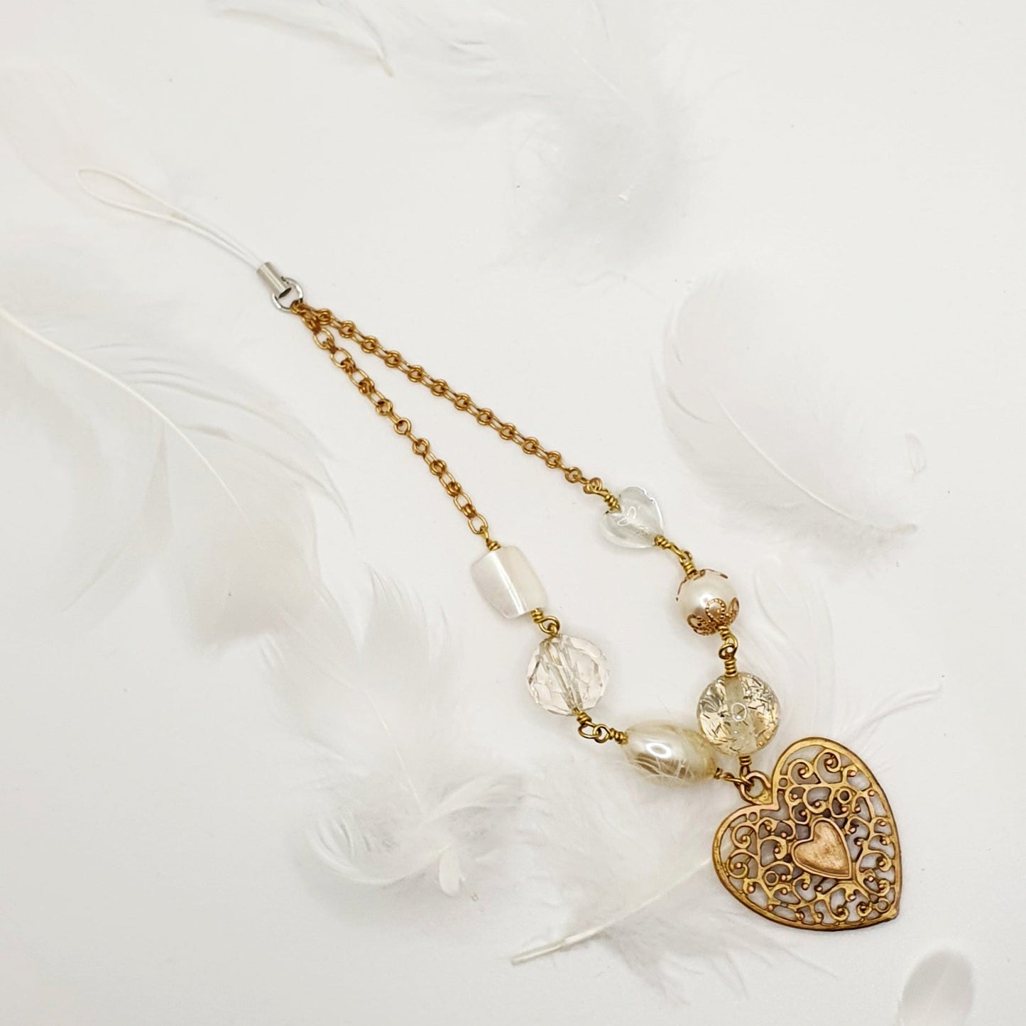 Bijoux de téléphone Vérone - Série limitée Mariage Cœur doré - Atelier 9viescom9 - 2